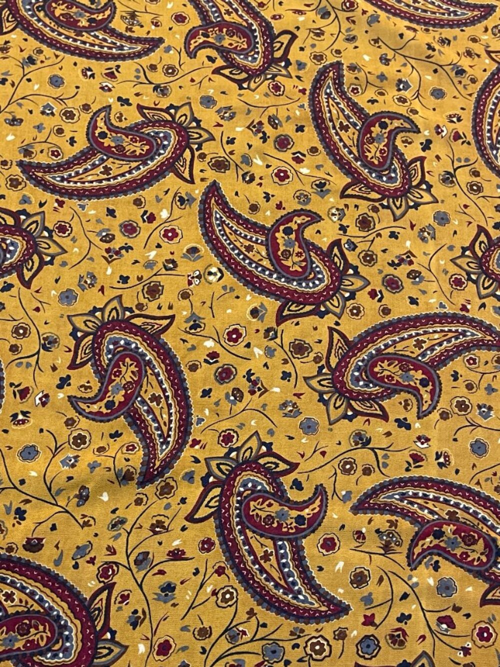 Anne Klein Paisley Square Scarf – Mustard Yellow, Burgundy & Black - Picture 7 of 8